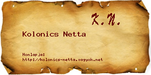 Kolonics Netta névjegykártya